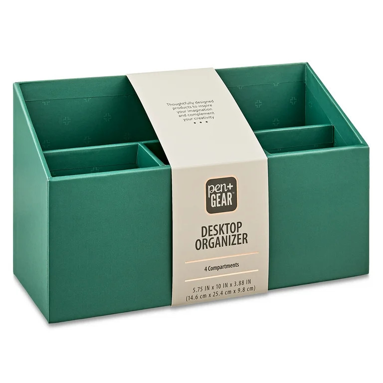 Pen+Gear Desktop Organizer, 4 Compartments, Green Emerald | Walmart (US)
