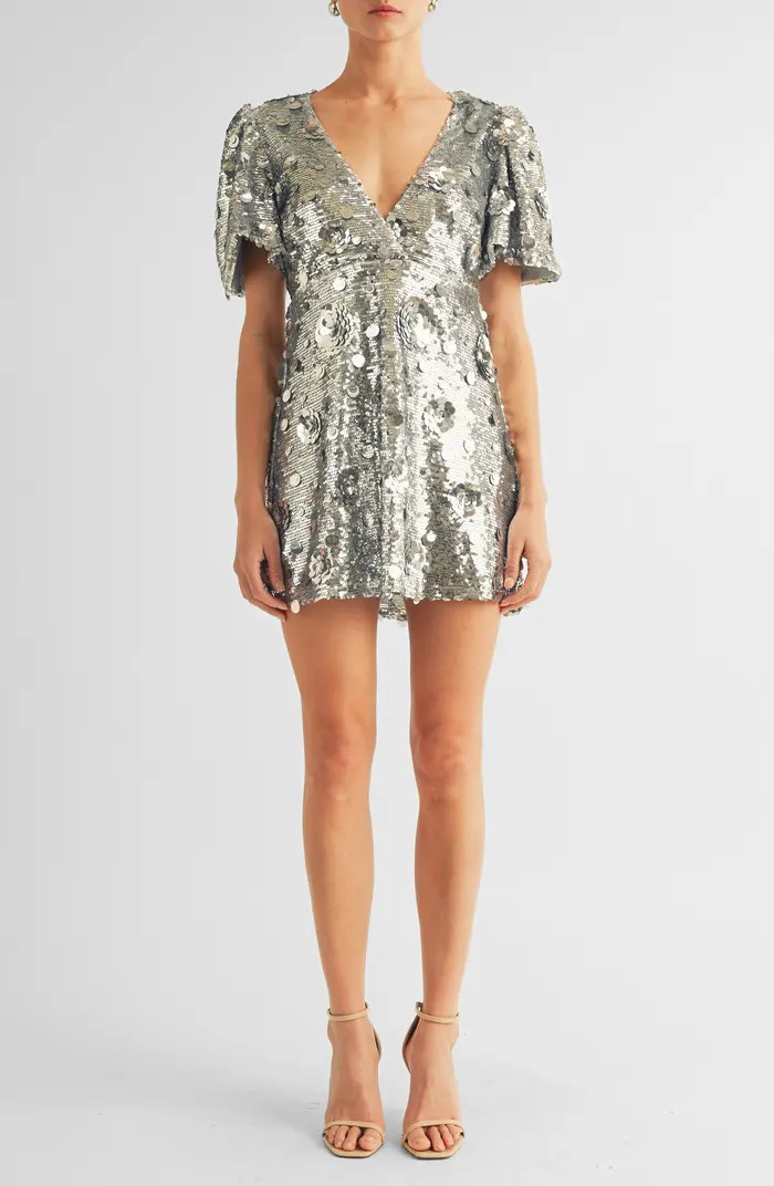 Luna Sequin Puff Sleeve Cocktail Minidress | Nordstrom