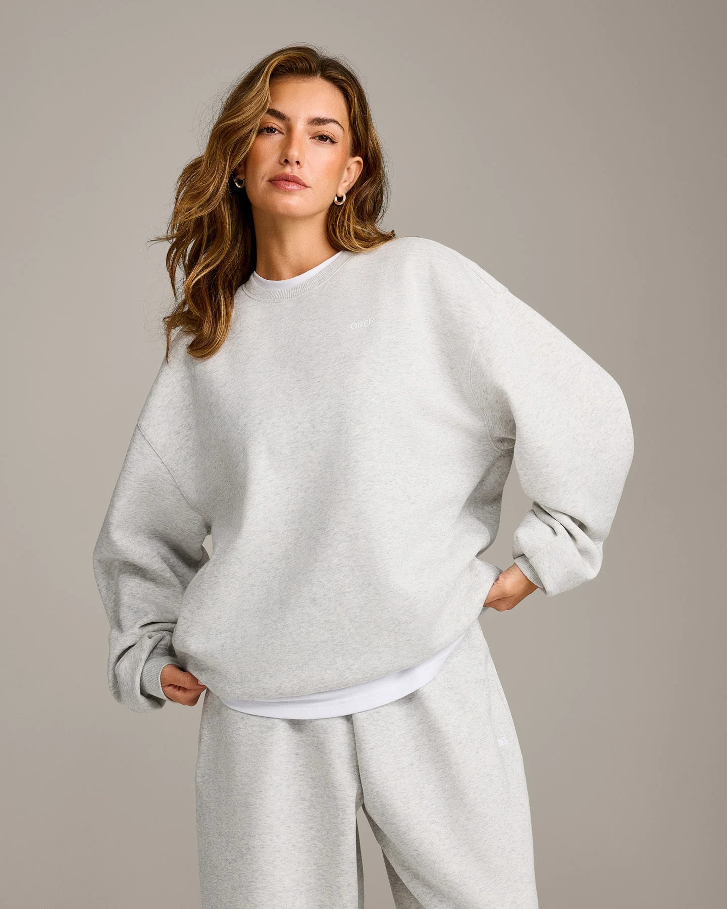 Foundations Cosy Oversized Sweatshirt 
 Light Gray Marl | Oner Active (UK / US)