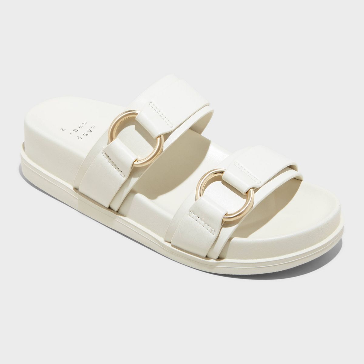 Women's Marcy Two-band Buckle Footbed Sandals - A New Day™ Cream 9 | Target