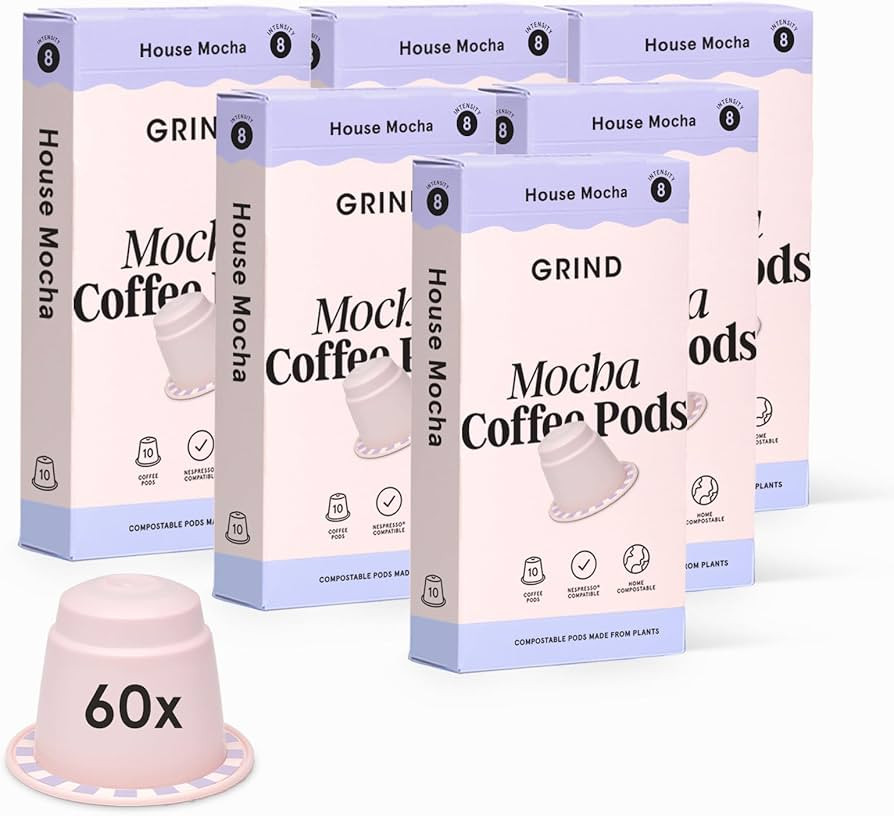Grind Mocha Coffee Pods – Pack of 60 Biodegradable Capsules – 100% Arabica – Nespresso® Or... | Amazon (UK)