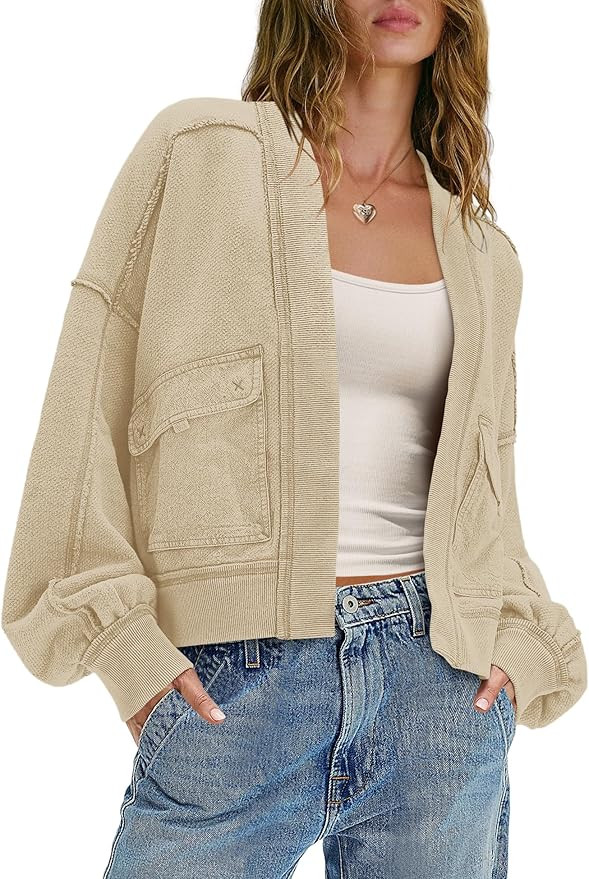 SENSERISE Womens Open Front Sweatshirt Cardigan Oversized Cardigan Casual Long Sleeve Fall Outfit... | Amazon (US)