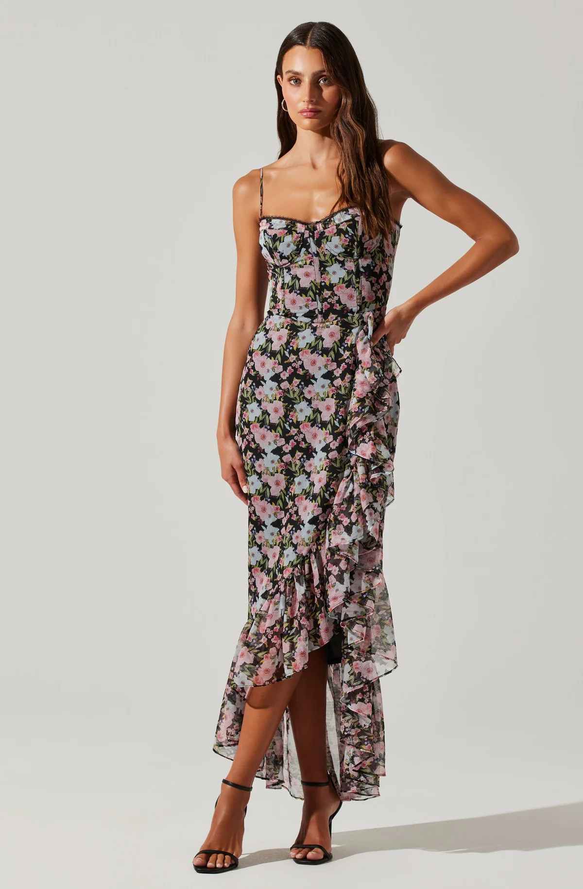 Brisbane Asymmetrical Floral Midi Dress | ASTR The Label (US)