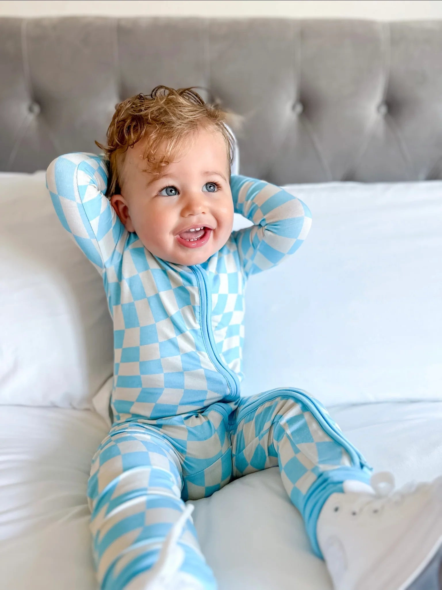 Ocean Waves Checks Dream Romper | PEGGI + ME