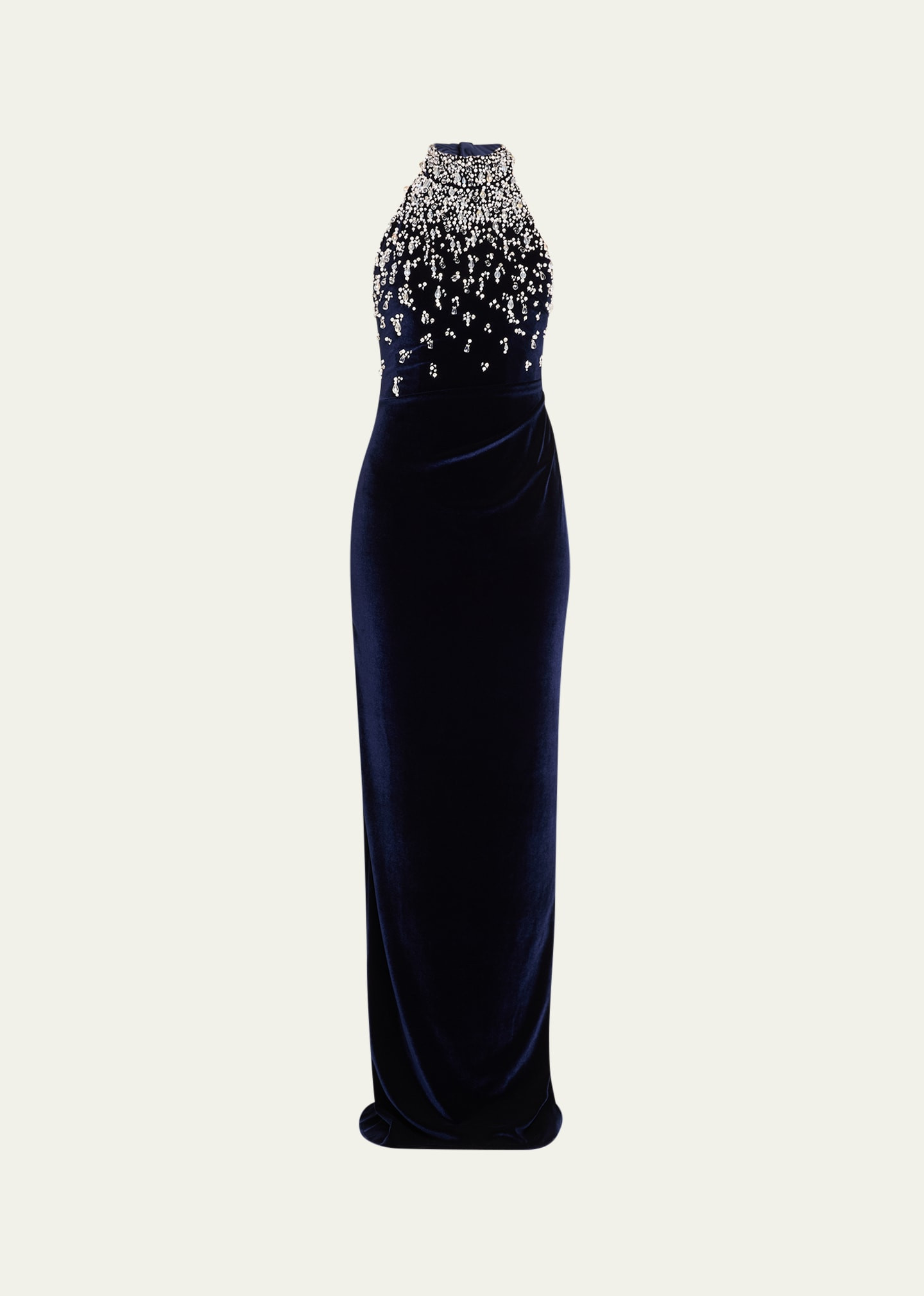 Pamella Roland Velvet Halter Gown with Beaded Bodice | Bergdorf Goodman