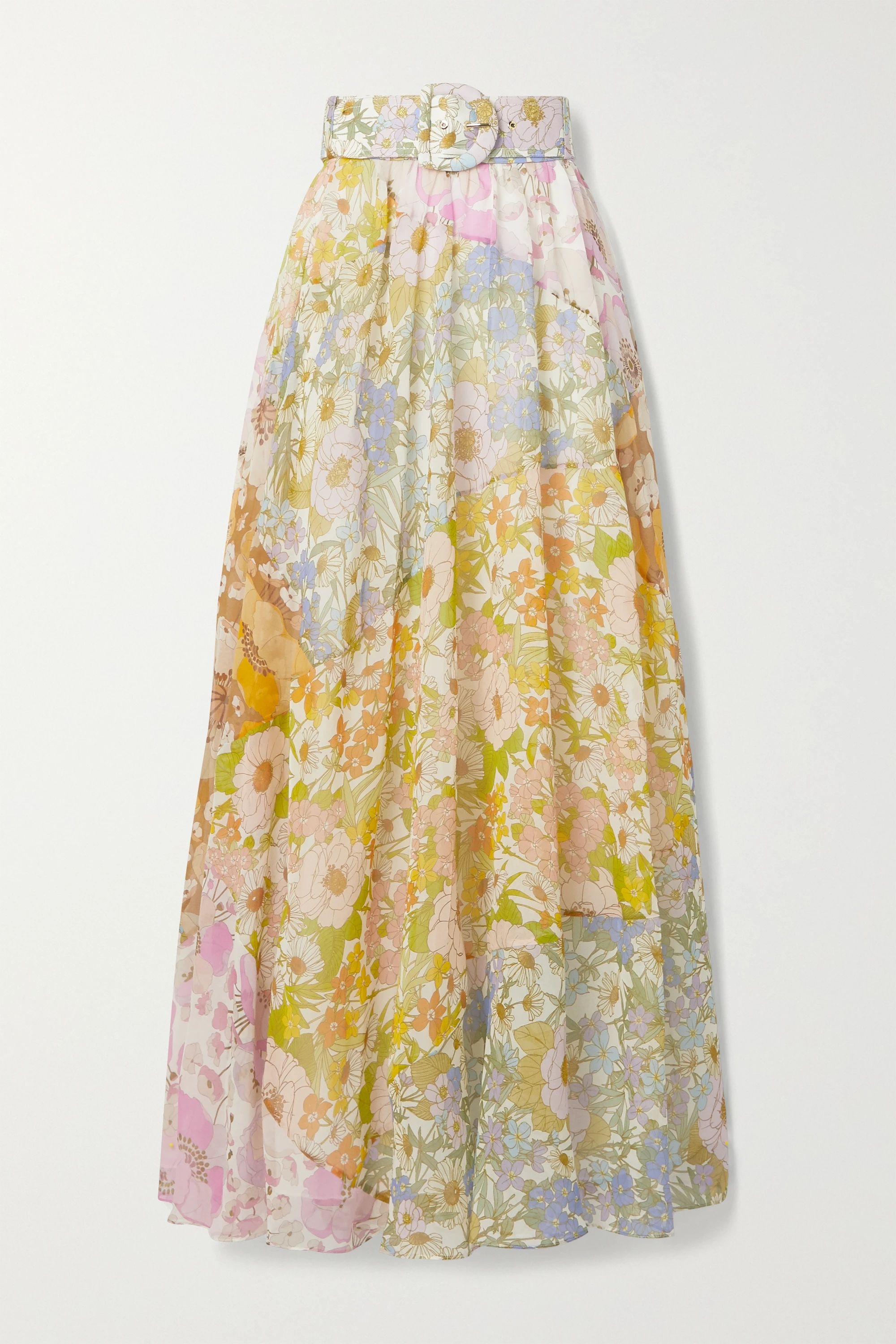 Super Eight belted floral-print cotton and silk-blend voile maxi skirt | NET-A-PORTER (US)