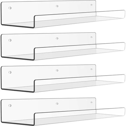 Booksee Clear Acrylic Wall Mount Shelves