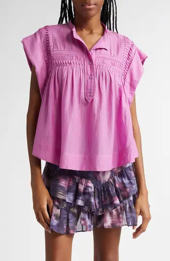 Isabel Marant Étoile Leaza Textured Yoke Cotton Blend Top | Nordstrom | Nordstrom