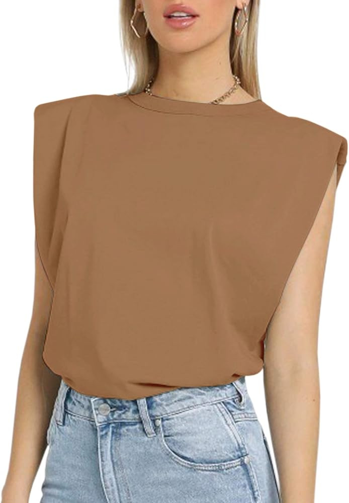 MISSACTIVER Women Summer Loose Slim Tank Top Solid Cotton Sleeveless Vest Round Neck Cami Shoulder P | Amazon (US)