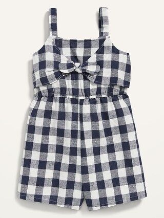 Sleeveless Tie-Front Gingham Romper for Toddler Girls | Old Navy (US)