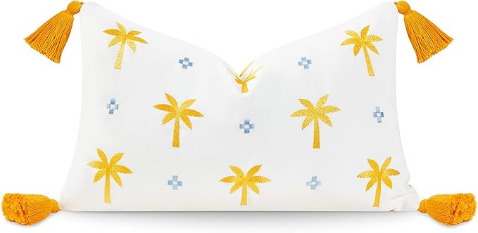 Hofdeco Premium Coastal Patio Indoor Outdoor Lumbar Pillow Cover Only, 12"x20" Water Resistant fo... | Amazon (US)