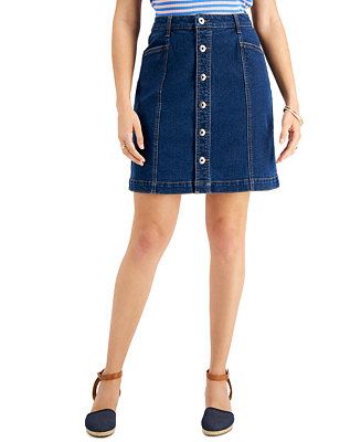 Style & Co Button-Fly Denim Skirt, Created for Macy's & Reviews - Skirts - Women - Macy's | Macys (US)