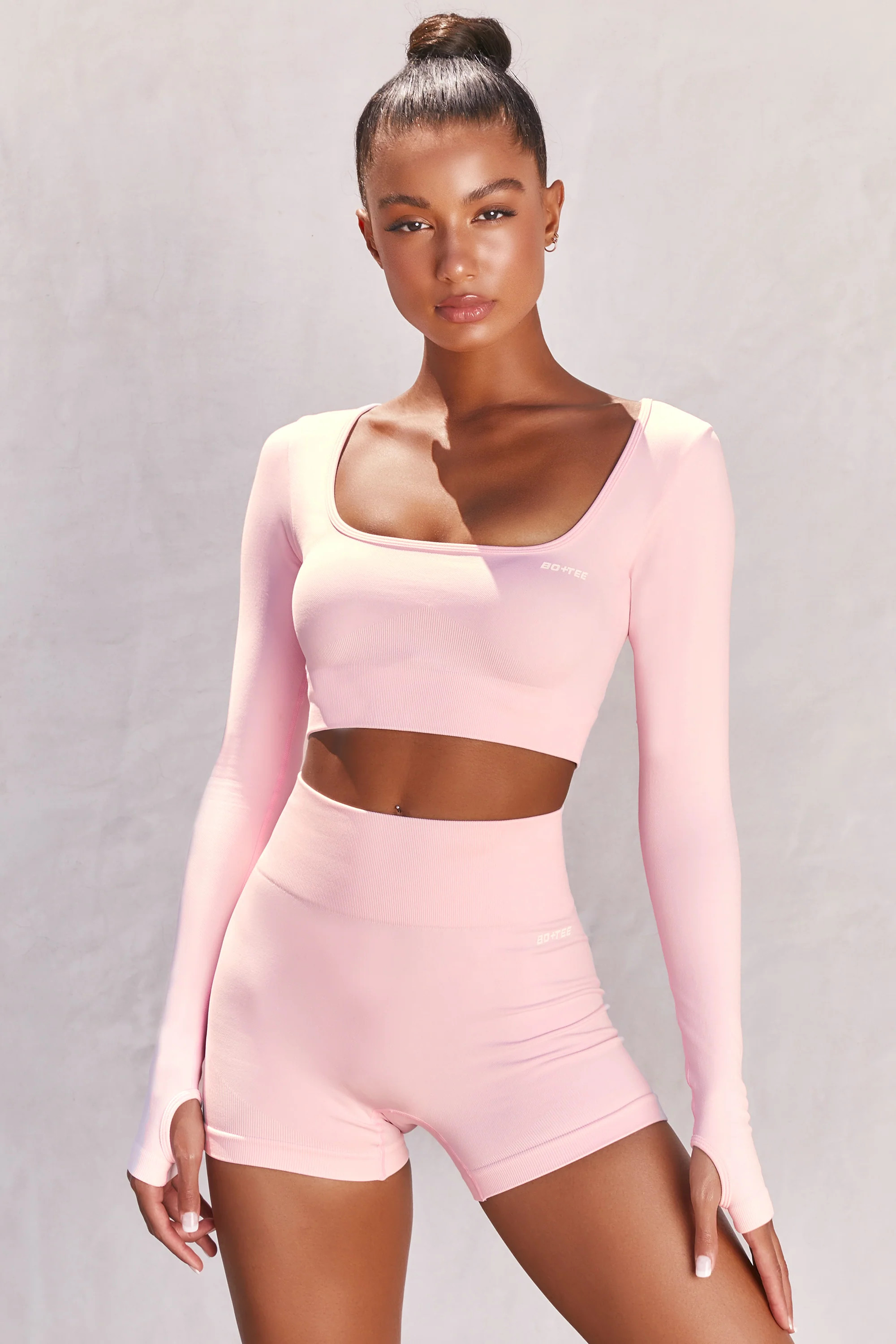 Accomplish Seamless Long Sleeve Crop Top in Pink | Oh Polly