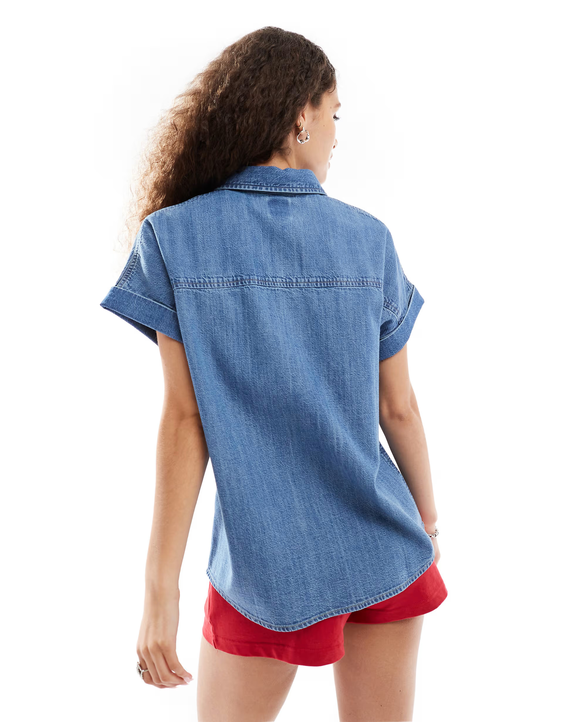 Lee short sleeve loose fit denim shirt in blue | ASOS (Global)