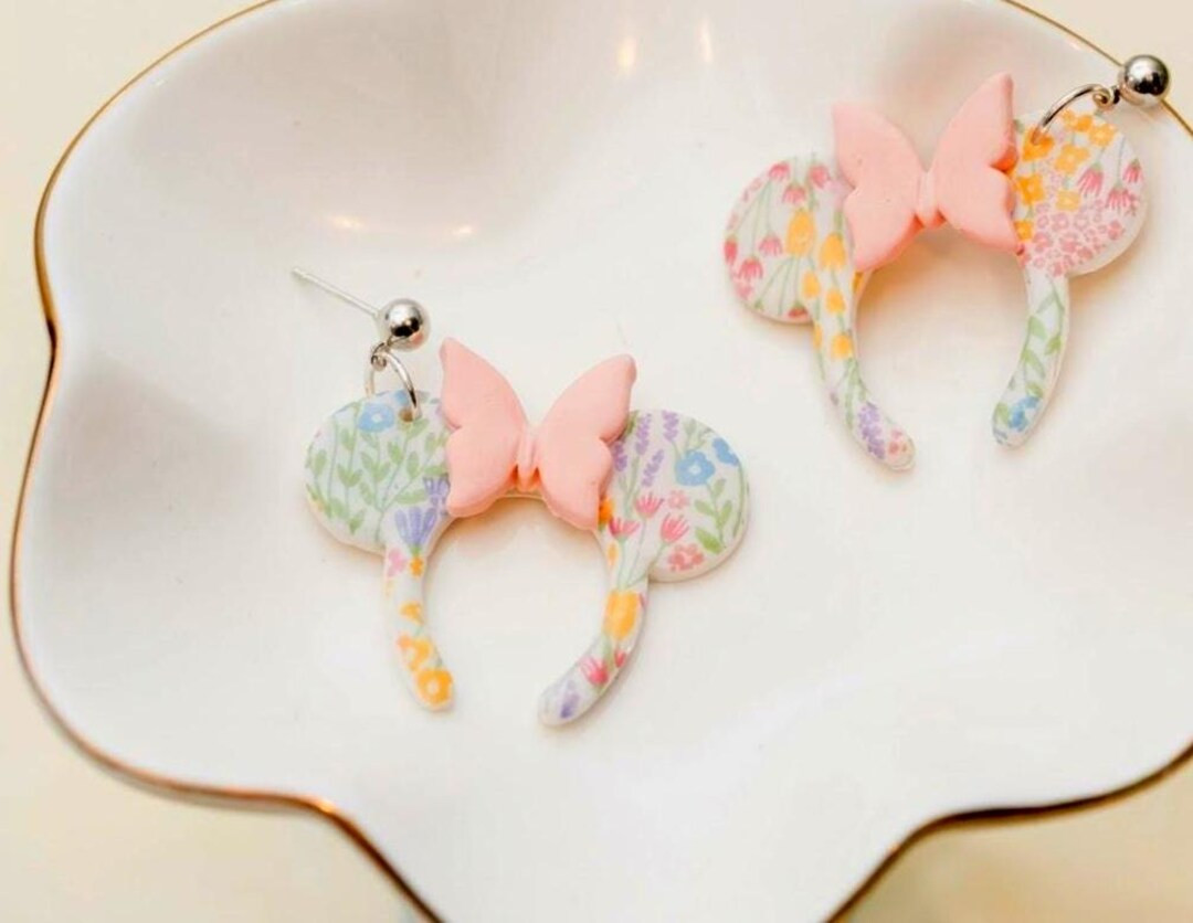 Floral Butterly Minnie Mouse Ears Earrings | Spring Florals | Dangle Earrings - Etsy | Etsy (Global)