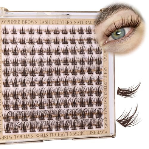Brown Lash Clusters Wispy Eyelash Individual Lashes Spikes DIY Lash Extensions Dark Brown Cluster Lashes Natural Cluster Eyelash Extensions C-Curly Eyelash Clusters Clear Band Fairy Lash Pack 120Pcs | Amazon (US)