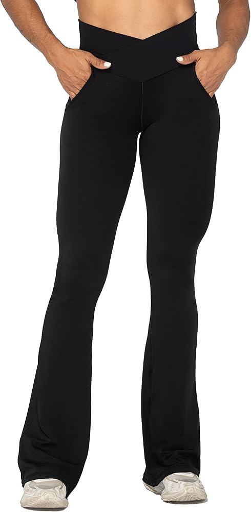 Sunzel Flare Leggings for Women with Pockets V Crossover High Waisted Tummy Control Casual Workou... | Amazon (US)