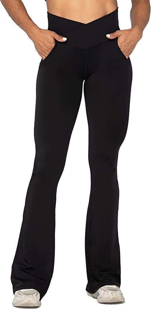 Sunzel Flare Leggings for Women with Pockets V Crossover High Waisted Tummy Control Casual Workou... | Amazon (US)