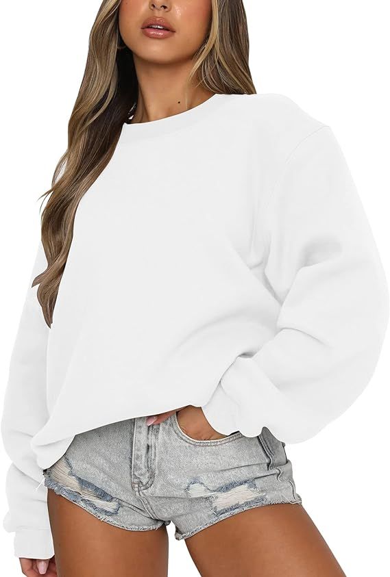 Fanway&EC Women's Long Sleeve Sweatshirt Casual Crewneck Oversized Pullover Hoodies Fall Tops | Amazon (US)
