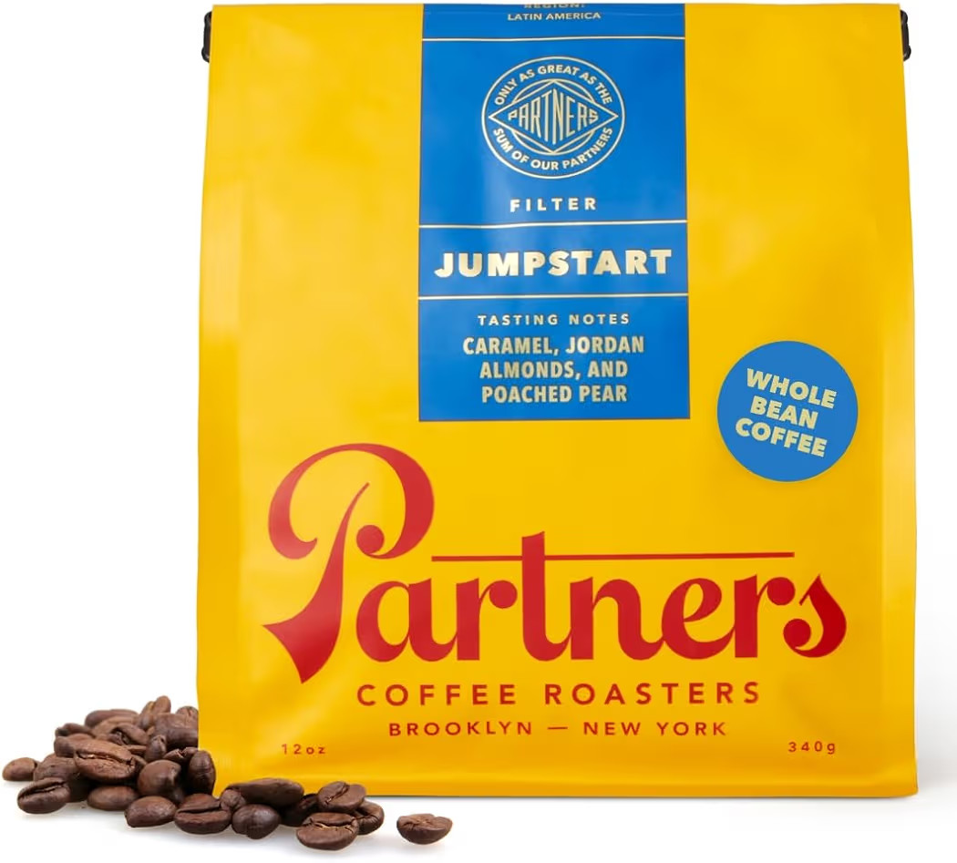 PARTNERS COFFEE ROASTERS - Whole Bean Coffee (Jumpstart - Medium-Light Roast) 12oz - Full Bodied ... | Amazon (US)