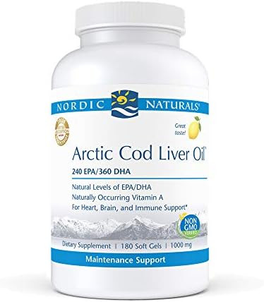 Nordic Naturals Pro Arctic Cod Liver Oil, Lemon - 180 Soft Gels - 750 mg Total Omega-3s with EPA & D | Amazon (US)