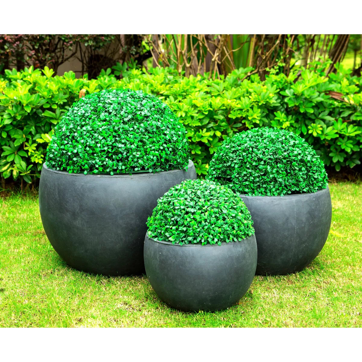 Rosemead Home & Garden, Inc. 20" Set of 3 Kante Lightweight Outdoor Concrete Planter Charcoal Bla... | Target