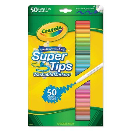 Crayola Washable Super Tips Markers, Crayola Super Tips Washable Marker Set, 50 Count | Walmart (US)