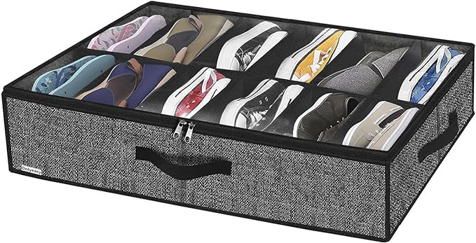 Onlyeasy Under Bed Shoe Storage Organizer with Sturdy Handles and Clear Window 1 Pack Fits 12 Pai... | Amazon (US)