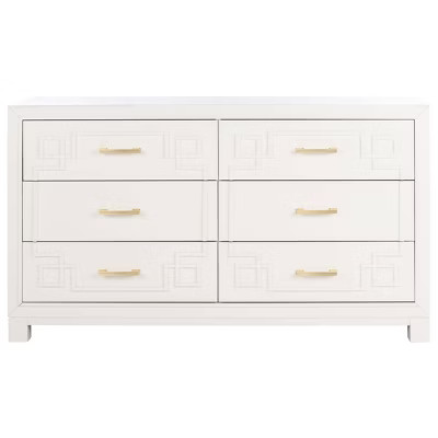 Raina 6 Drawer Dresser White/Brass - Safavieh | Target