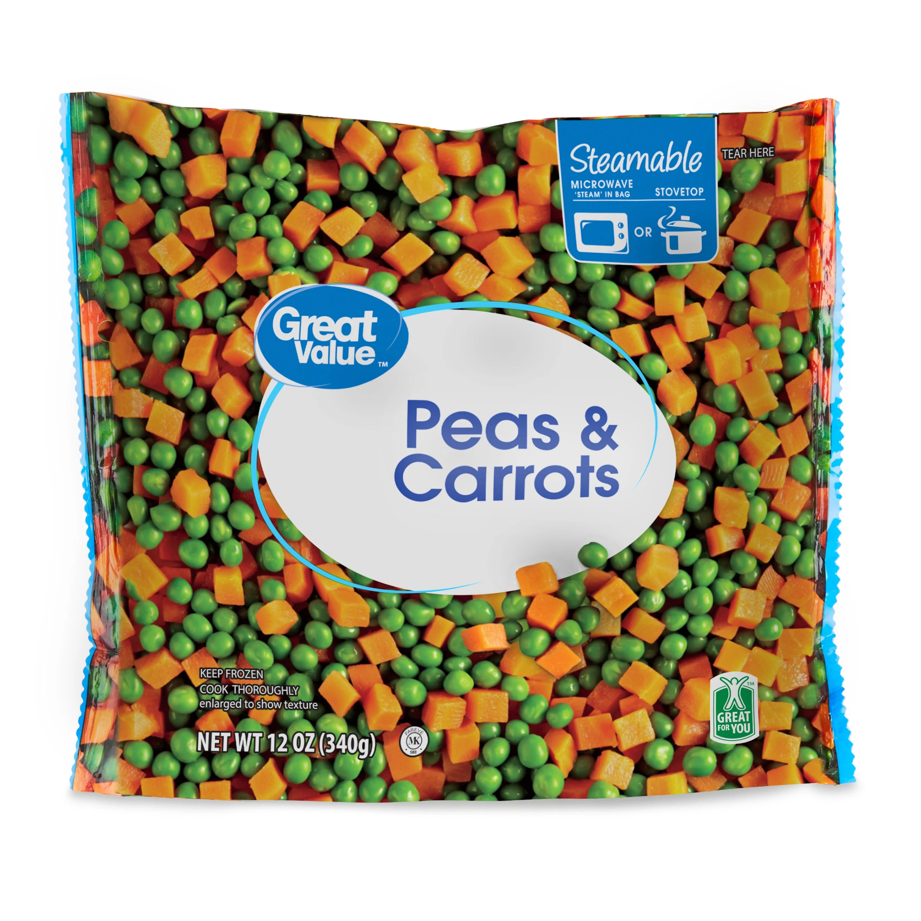 Great Value Frozen Peas & Carrots, Gluten-Free, 12 oz Steamable Bag | Walmart (US)