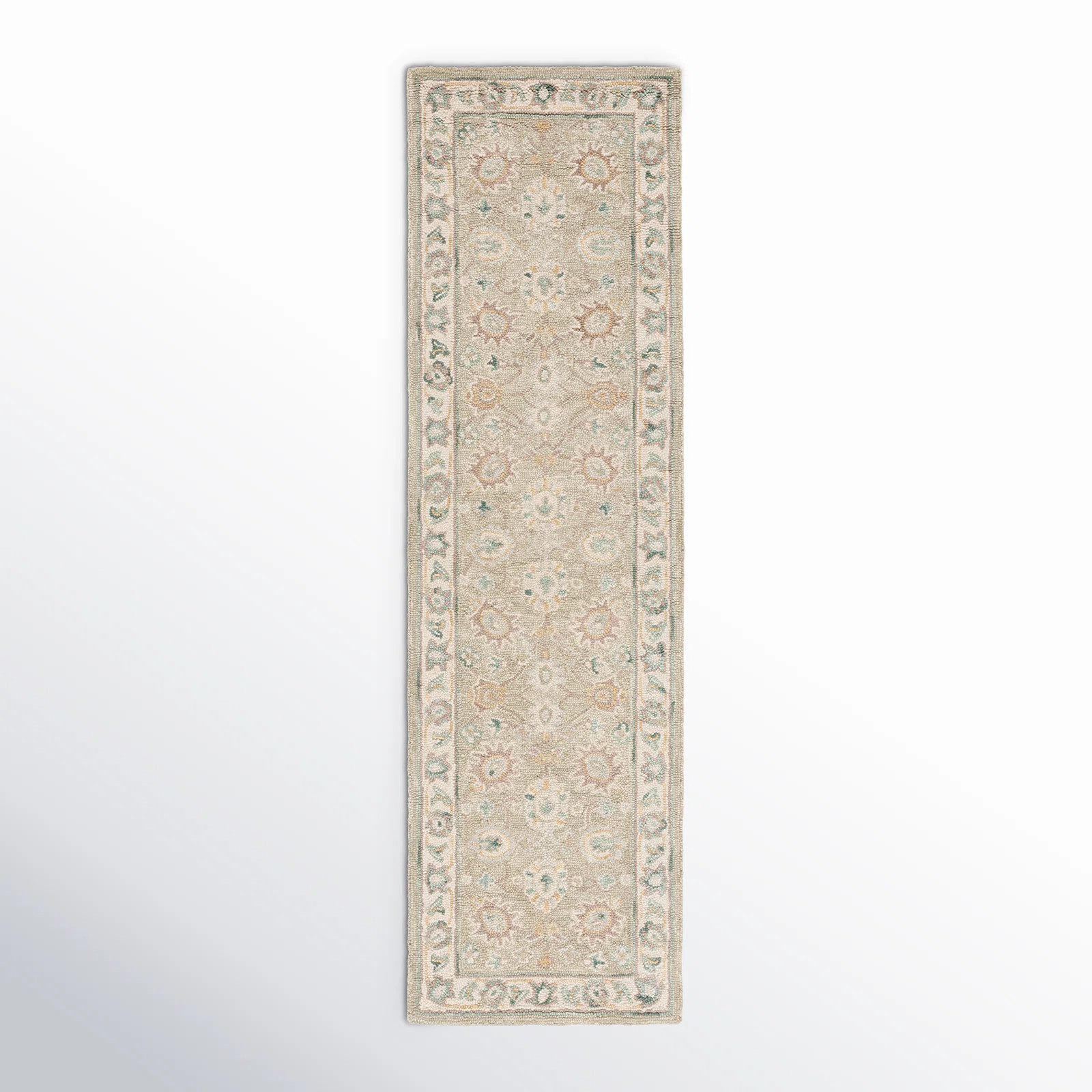 Desmondia Oriental Handmade Tufted Wool Area Rug in Sage/Ivory | Birch Lane