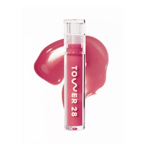 Tower 28 ShineOn Lip Gloss Jelly - Hydrating Tinted Lip Balm + Milky Gloss for Sensitive Lips - Non-Sticky + High-Shine Jelly Formula with Nourishing Oil Blend - Coconut - Rosy Pink (0.13) | Amazon (US)