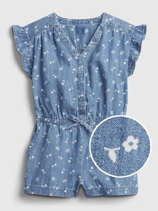 Toddler Floral Print Denim Romper | Gap (US)