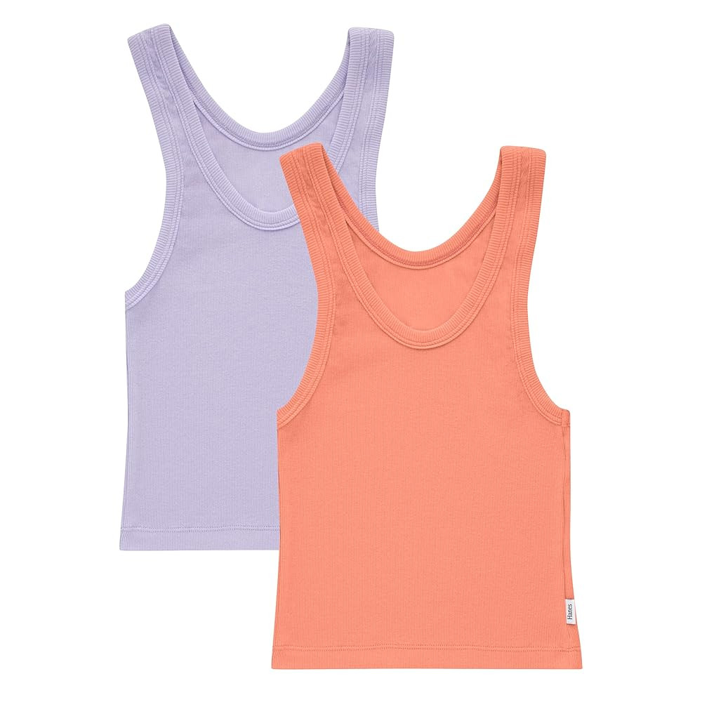 Hanes Womens Originals Rib Crop Tank Top 2-Pack, Comfywear Stretch Cotton Cropped Top | Amazon (US)