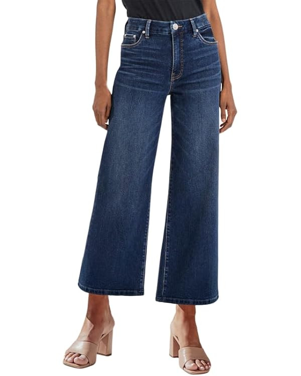 Genleck Women's Wide Leg Jeans – Trendy Cropped Loose Jeans High Waisted Stretchy Capri Denim P... | Amazon (US)