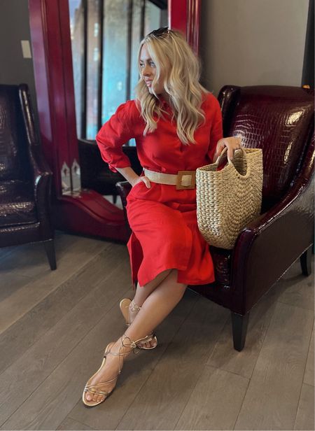 Amazon red linen dress 😍!! 20% off, now $55. Comes in 5 colors and sizes XXS-5X. Wearing an XS. Recommend sizing down  
Cute for MDW! ♥️🤍💙


Red dress. Summer outfit. Linen dress. Amazon style. Amazon fashion. 

#LTKSaleAlert #LTKFindsUnder100 #LTKStyleTip