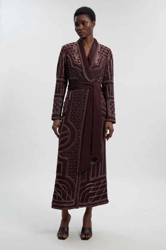 Crystal Embellished Woven Maxi Blazer Dress | Karen Millen UK + IE + DE + NL