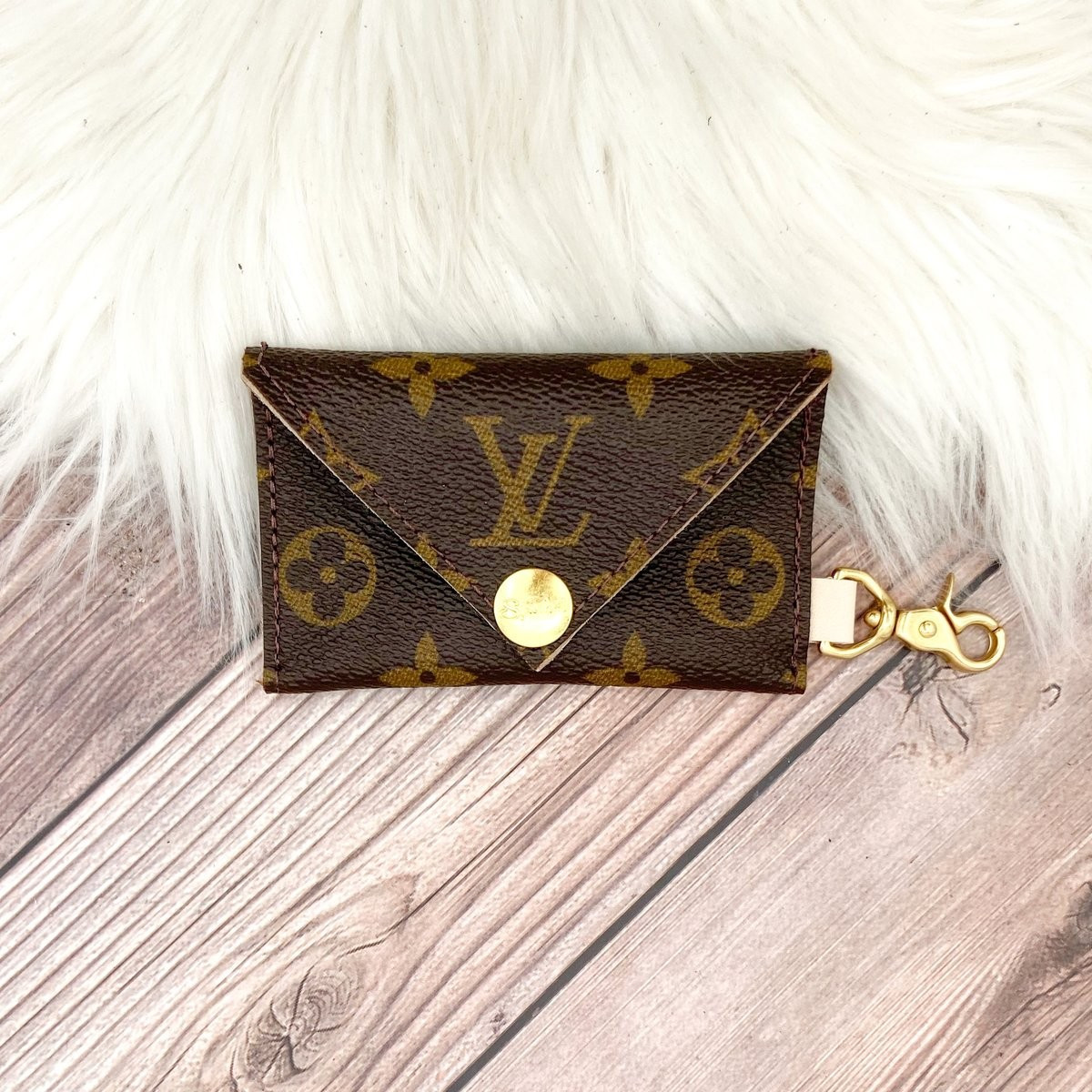 Envelope Wallet in Upcycled LV Monogram Lined in Leopard | Sparkl