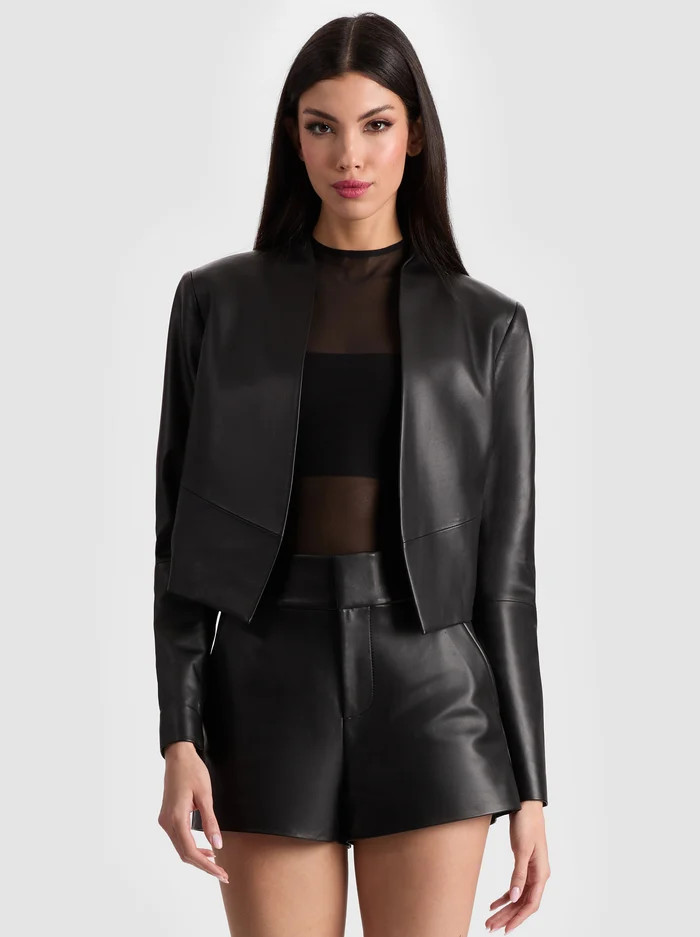 NEW HARVEY LEATHER JACKET | Alice + Olivia