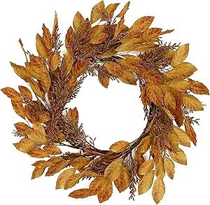 AMF0RESJ Artificial Fall Wreath for Front Door Autumn Door Wreath with Persimmon Leaves,Grain for... | Amazon (US)