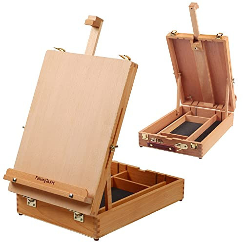 Falling in Art Wooden Tabletop Easel, Beech Wood Sketchbox Desktop Easel for Painting, Portable Art Drawing Easel for Beginners and Professionals | Amazon (US)