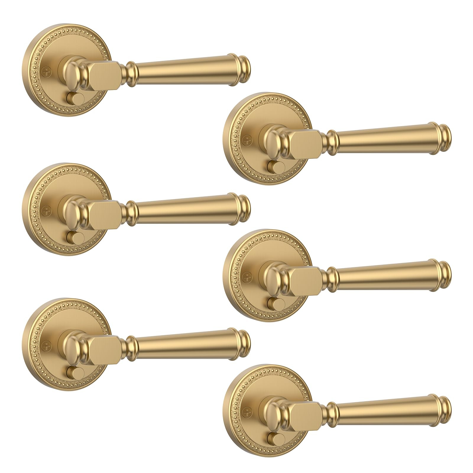 Amerdeco 6 Pack Champagne Bronze Privacy Door Handles, Champagne Bronze Interior Door Knobs,Heavy... | Amazon (US)