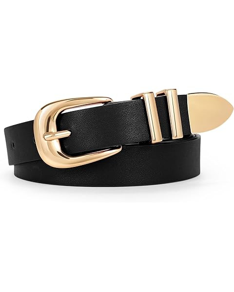 VATAN Women Leather Belt for Jeans Dresses Pants Fashion Ladies Casual Waist Belt with Gold Buckl... | Amazon (US)