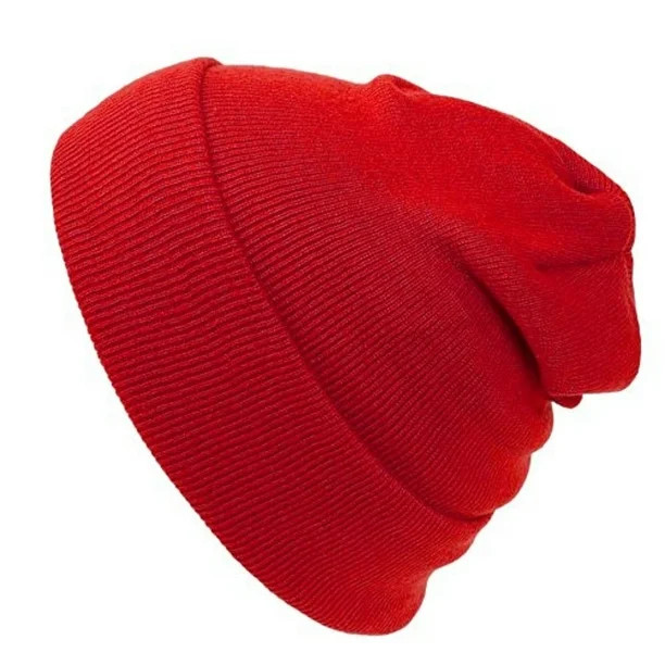 Unisex Plain 12 Inch Long Cuff Beanie, Red - Walmart.com | Walmart (US)