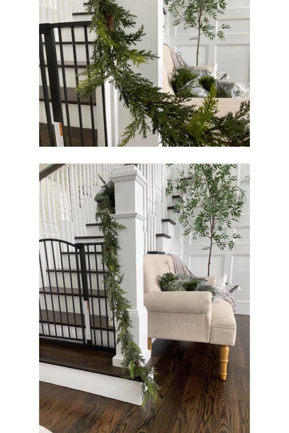 Price comparison of real looking artificial Christmas garland. Same garland sold at different prices on different websites.

#LTKhome #LTKSeasonal #LTKsalealert