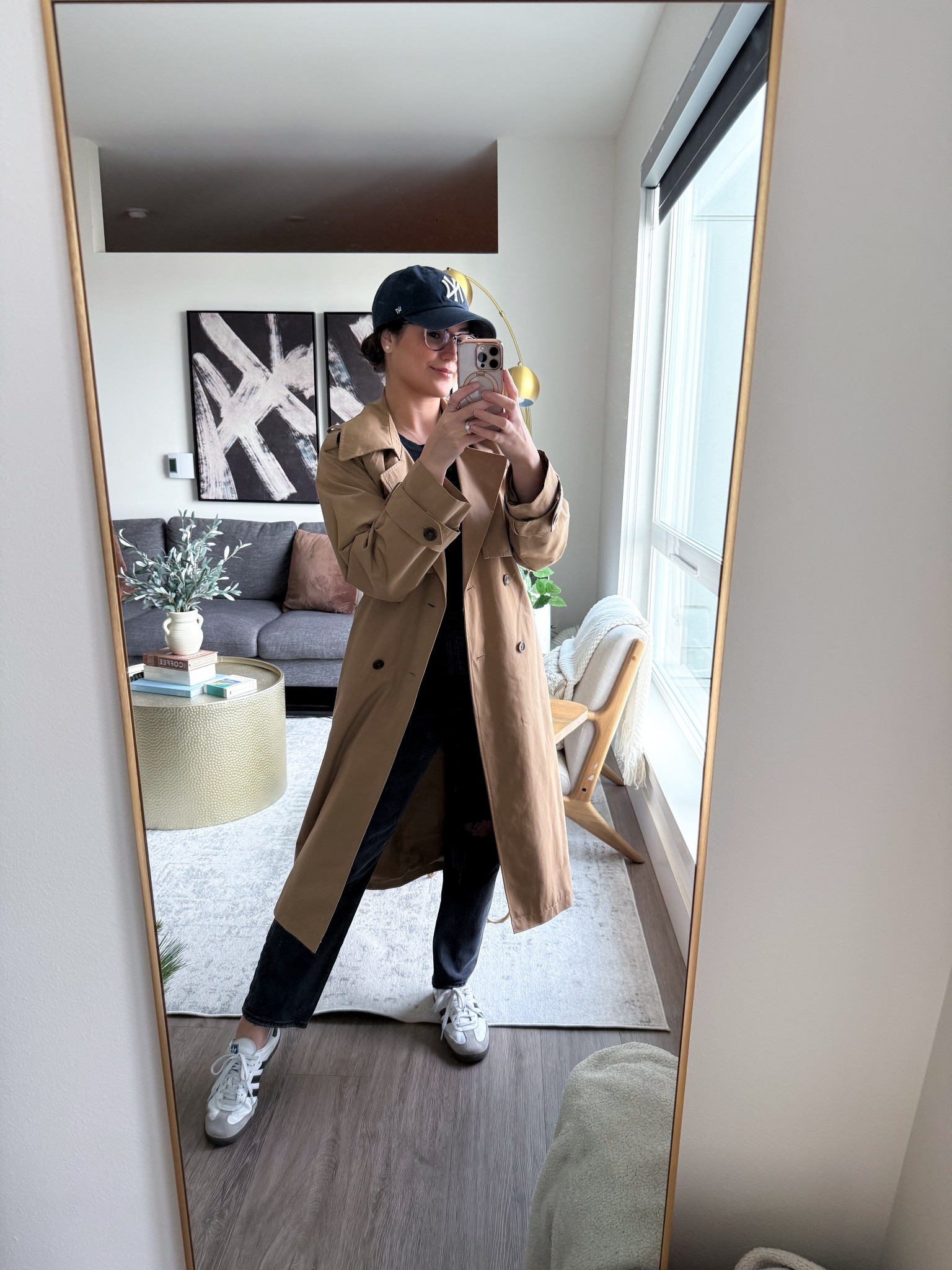 rainy spring day outfit | spring outfit ideas | casual chic | minimal style | effortless style | capsule wardrobe 

Trench coat: Small (oversized) 
Adidas Sambas: 8.5 (tts) 

#LTKPetite #LTKStyleTip #LTKSeasonal