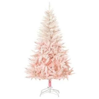 HOMCOM 7 ft. Pink Unlit Spruce Artificial Christmas Tree with Metal Stand and Automatic Open-830-... | The Home Depot