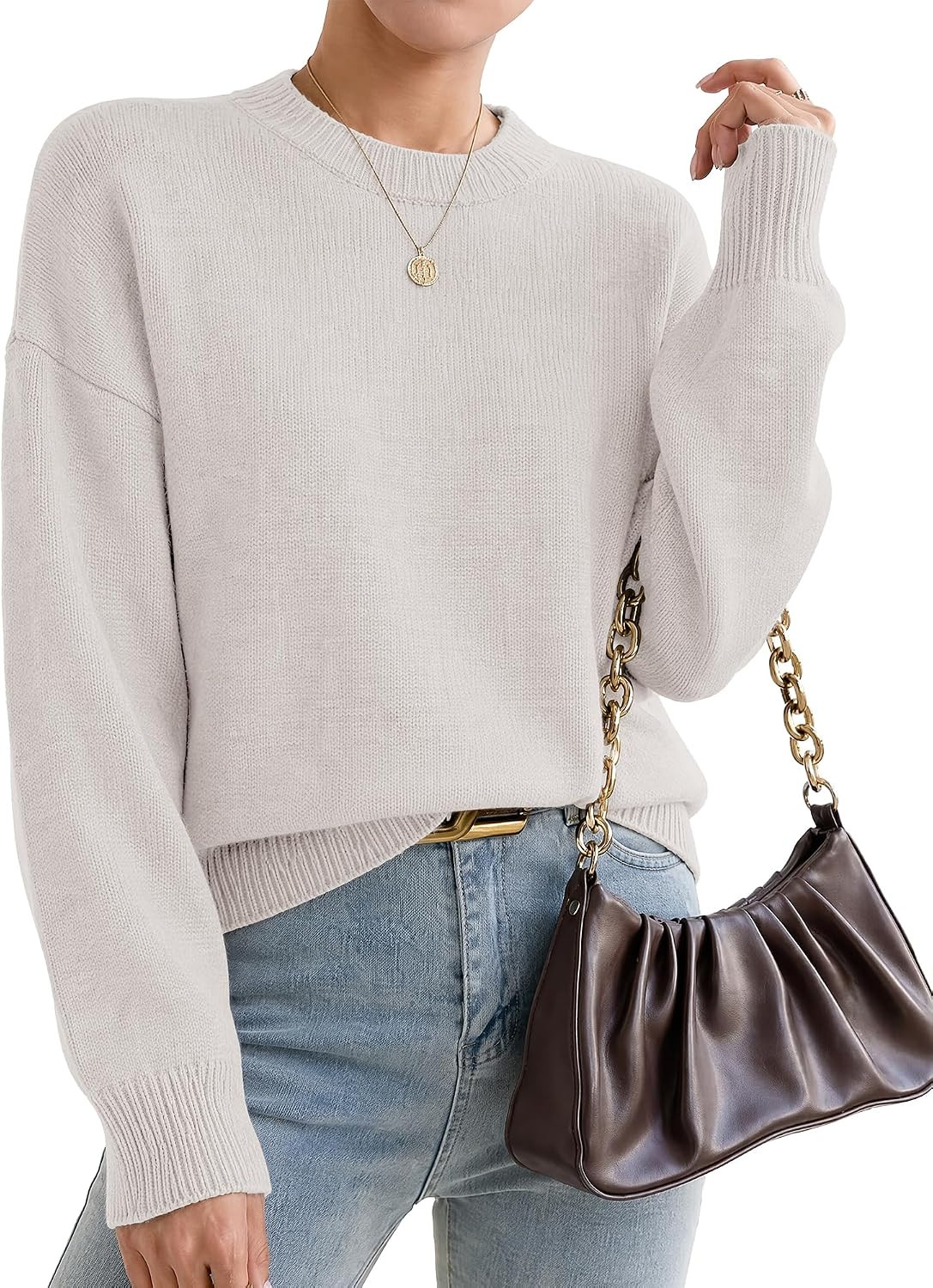 Oversized Sweaters for Women Cashmere Crewneck Pullover Sweater | Amazon (US)