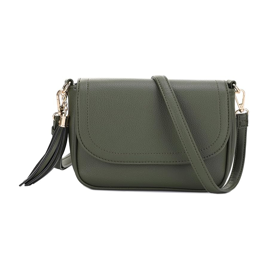 EVVE Small Crossbody Bags for Women Trendy Flap Saddle Purses with Tassel Vegan leather Shoulder ... | Amazon (US)