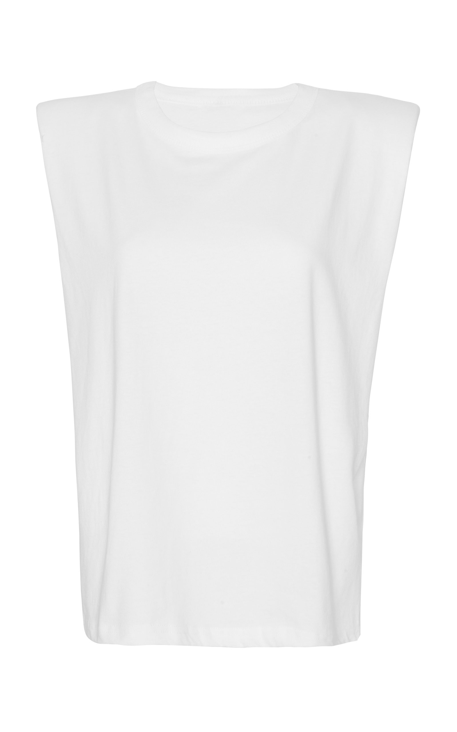 The Frankie Shop Eva Padded-Shoulder Cotton Muscle T-Shirt | Moda Operandi (Global)
